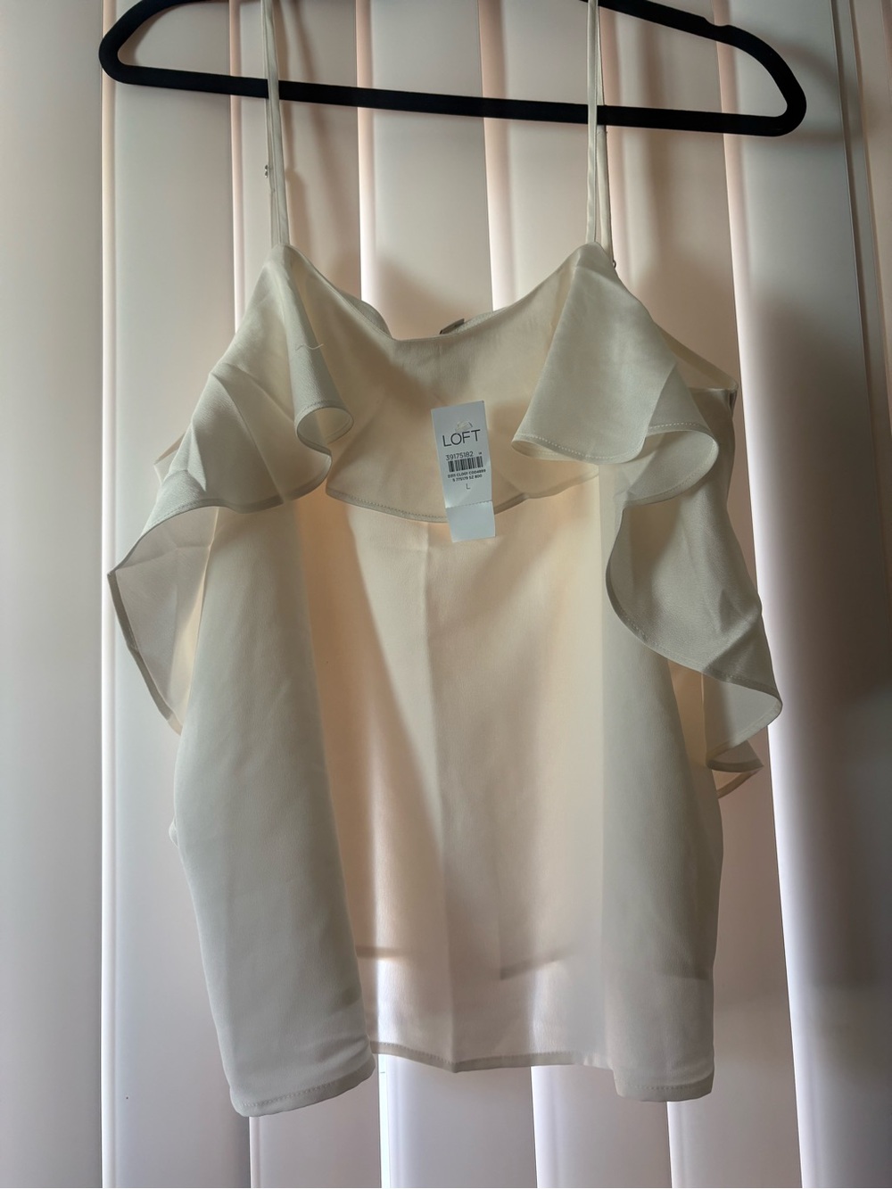 LOFT Cream Ruffle Spaghetti Strap Camisole - Picture 1 of 6